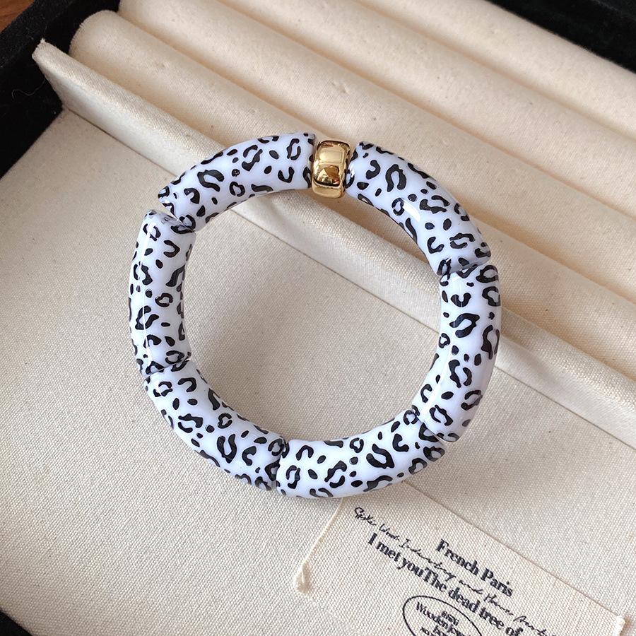 Neue gespleißte Bambusrohr Acryl Runde Armreifen für Damen Herren Mode Smuding Geometrische Armbänder Elastischer Armreif Partner Schmuck X