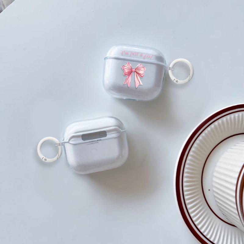 A transparent earphone case with fashionable bow pattern, suitable for AirPods 1/1/Pro/Pro1