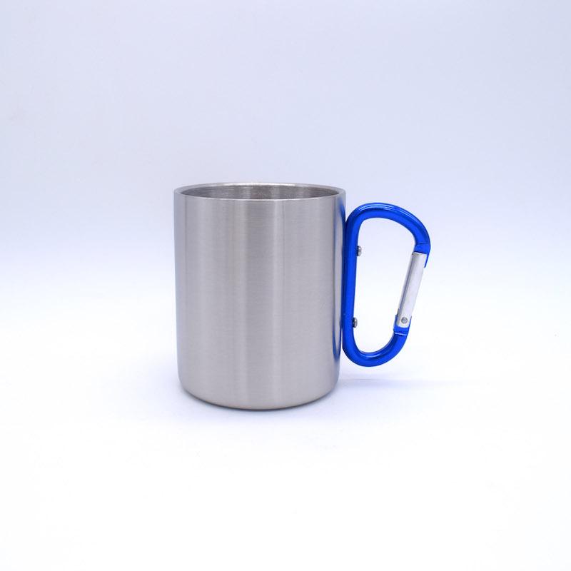 Camping Stainless Steel Carabiner Coffee Cup - Portable, Double-Layer, Available In Large and Small Sizes for Outdoor Sports