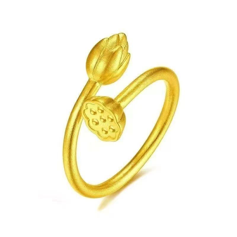 Gold Lotus Seed Pod Joy Ring - Women s Simple, Elegant Gift for Girlfriend, Valentine s Day