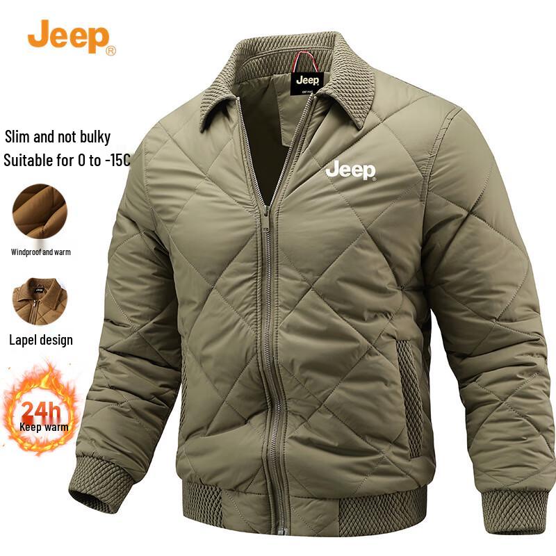 Jeep Men's Casual Lapel Winter Padded Jacket