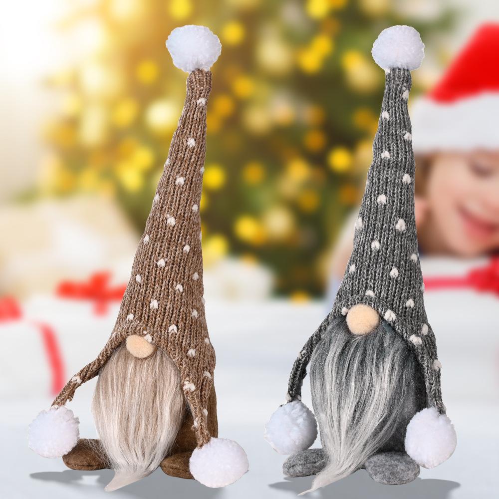 New Christmas Nordic Forester Knitted Hat Sitting Doll Ornaments Rudolph White Beard Faceless Doll