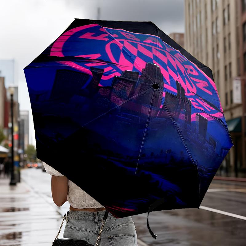 Football Club Neon Cityscape Umbrella 8-Frame for Travel, camping, Casual Lightweight Portable Umbrella, Essential for every family Holidays Gift
