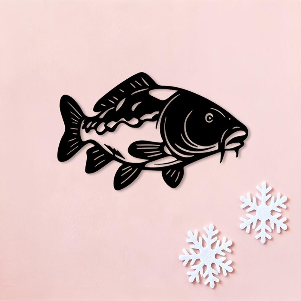 Wrought Iron Carp Fish Wall Art 1pc Metal Sculpture Mural Garden Living Room Zoo Corner Decor Christmas Gift Nature Lover