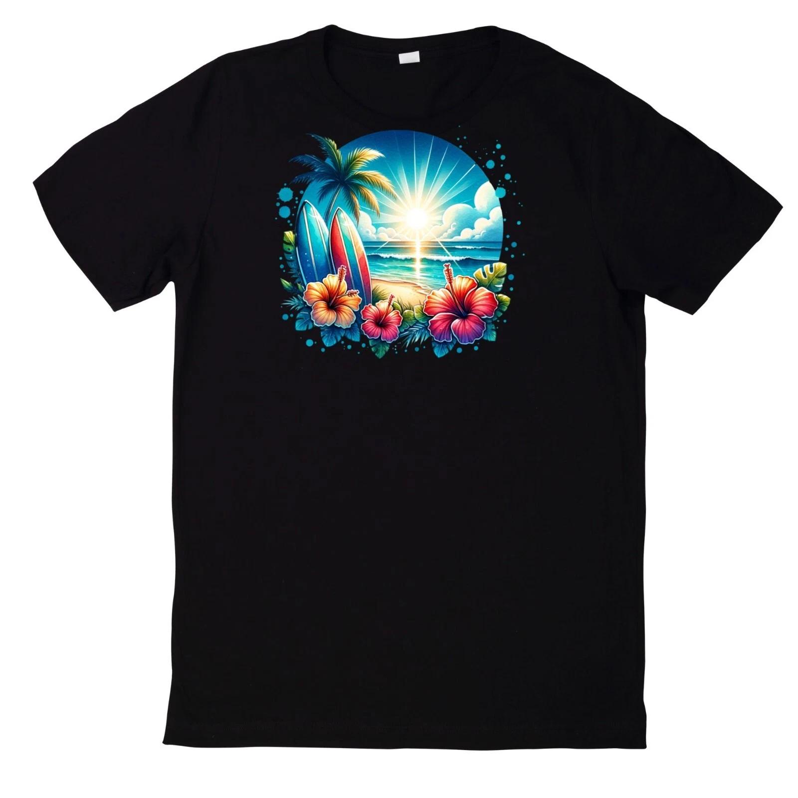 T-Shirt Sommer am Strand Motiv Baumwolle L
