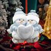 Cartoon Snowman Hanging Ornaments Resin Xmas Couple Snowman Ornament  Wedding Party