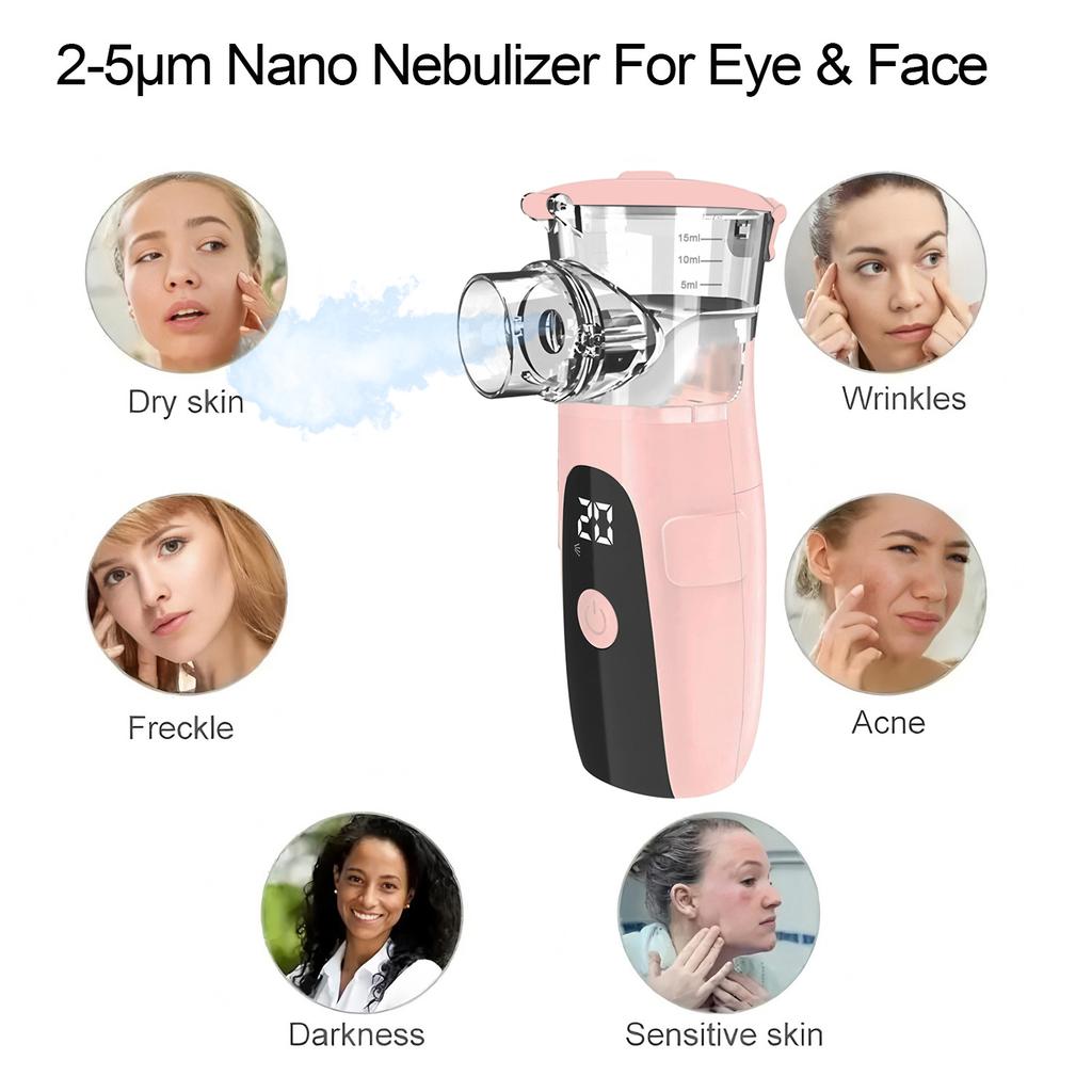 Mini Portable Facial Steamer - Nano Cold Spray Hydrating Apparatus Beauty Humidifier for Skincare