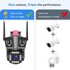 8K WIFI IP Camera Four Lens Three Screen PTZ Camera 10X Zoom Outdoor Auto Tracking Security Camera Waterproof Surveillance Cam