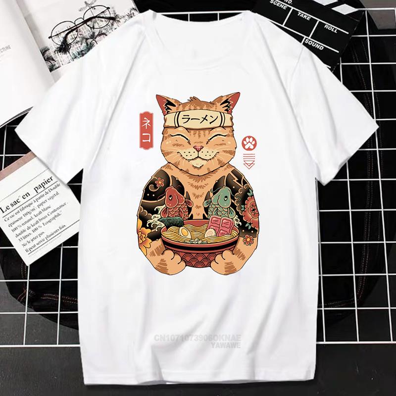 Kawaii Catana Tshirt Harajuku Cartoon Cat Print Top Women Men Casual Comfortable Tee Oversized Tshirt Roupas Masculinas