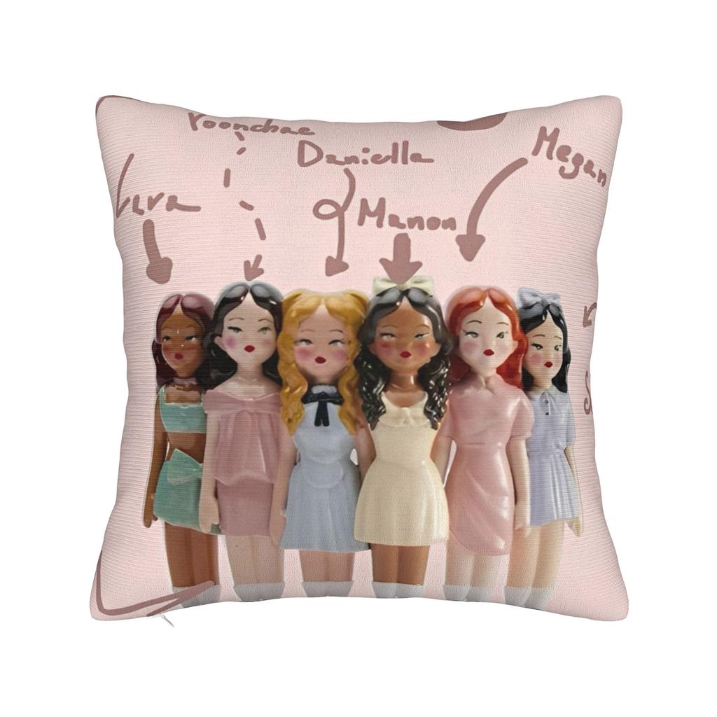Katseye Kpop Style Square Pillow Cases Cushion Cover Vintage Zippered Decorative Throw Pillow Case Cover For Home 45X45Cm