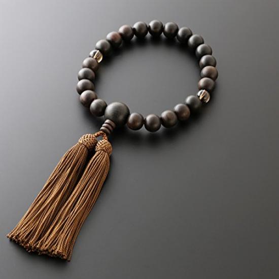 Kyoto Buddhist Altar Hayashi Prayer Beads for Men Pure Silk Head Tassel Ebony 2 Ten Tea Crystal Tailoring Bag Kyoto Prayer Beads Can be used by all