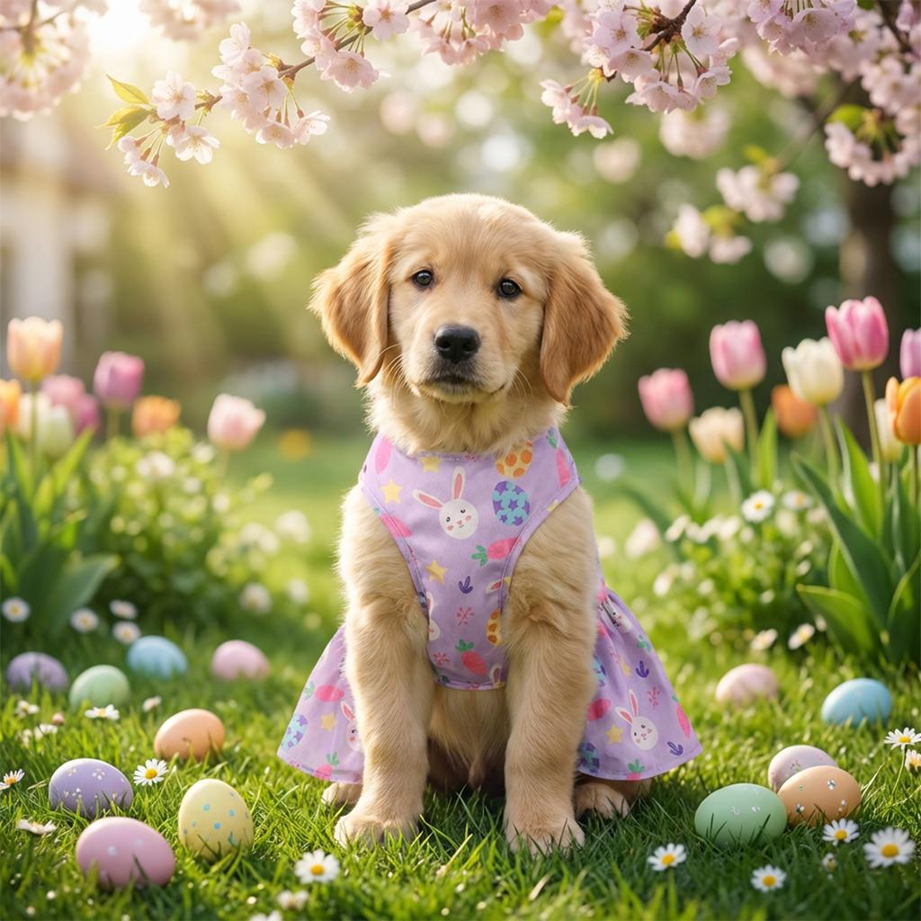 Easter Dog Dress - Breathable & Comfortable Pet Sundress With Cute Bow Decoration For Small & Medium Dogs