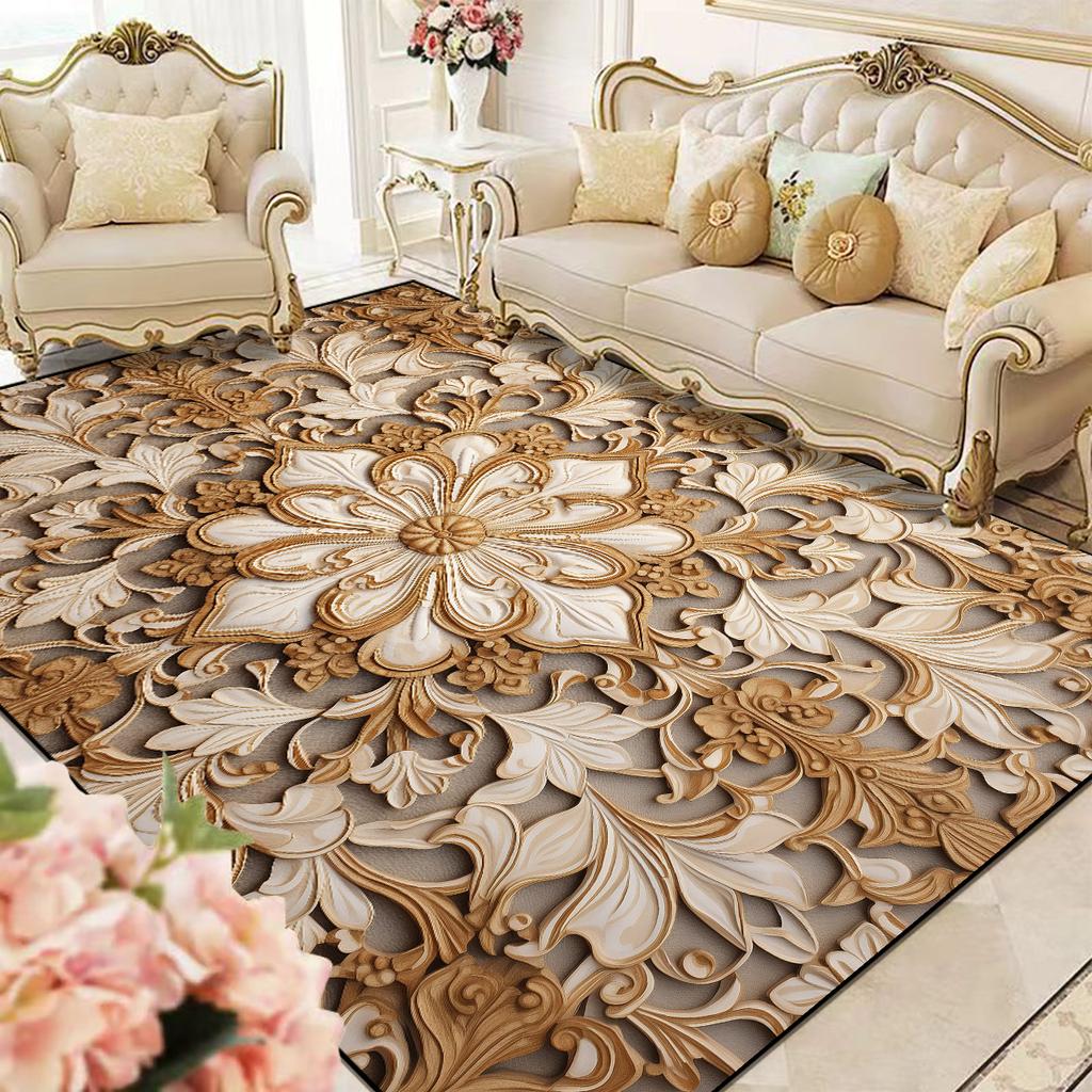 Koberec v evropském stylu do obývacího pokoje Měkký luxusní koberec Ložnice Šatna Obývací pokoj Dekorační koberec Velká velikost Pratelný Protiskluzová podložka na podlahu