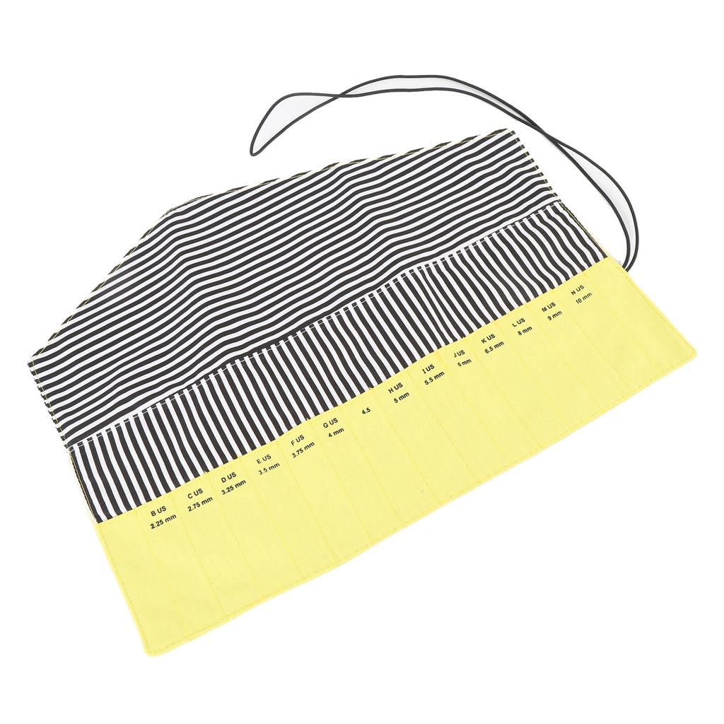 Crochet Hook Storage Bag Portable Oxford Cloth Knitting Needle Organizer with Size Markings Green