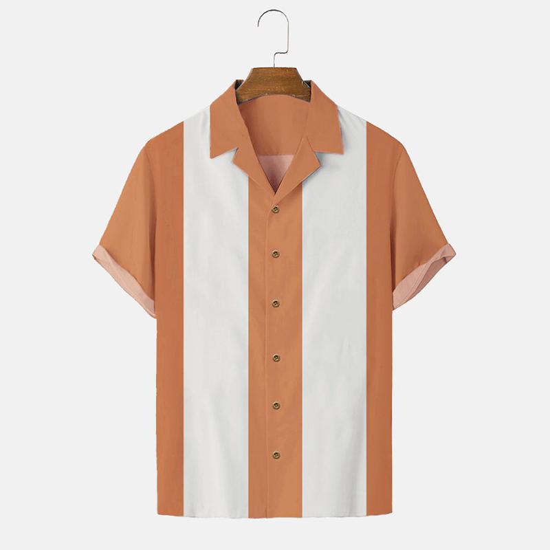 Men's Summer Hawaiian Shirt 3D Stripe Printed Short Sleeved Shirt Holiday Short Sleeved Beach Top T-shirt Men's Large Shirts