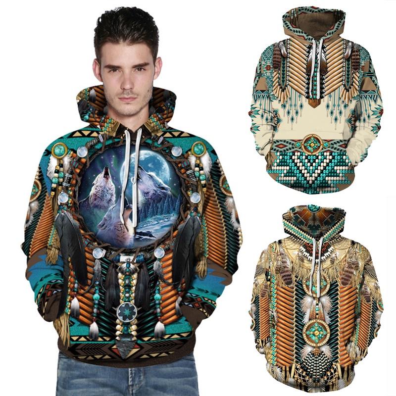 Indian Chief Native Tribal Totem Pullover Hoodie Jacket For Men And Women Warm And Soft