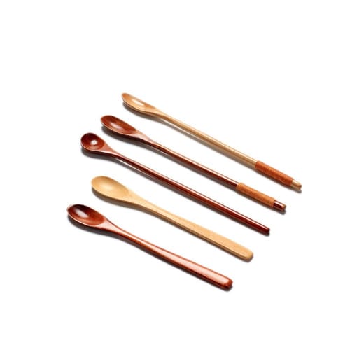 SITEDAN Wooden Muddler Spoon, Dessert Spoon, Ice Cream Spoon, Small Coffee Spoon, Cute and Stylish, for Commercial Use, Beverage Shops, and Home Use (