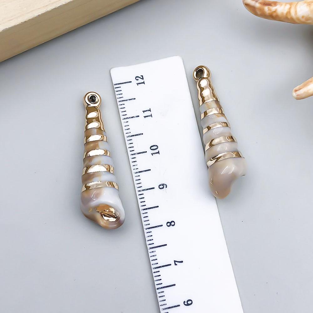 Gold Electroplated Acrylic Conch Pendant Charm for DIY Bracelets and Necklaces