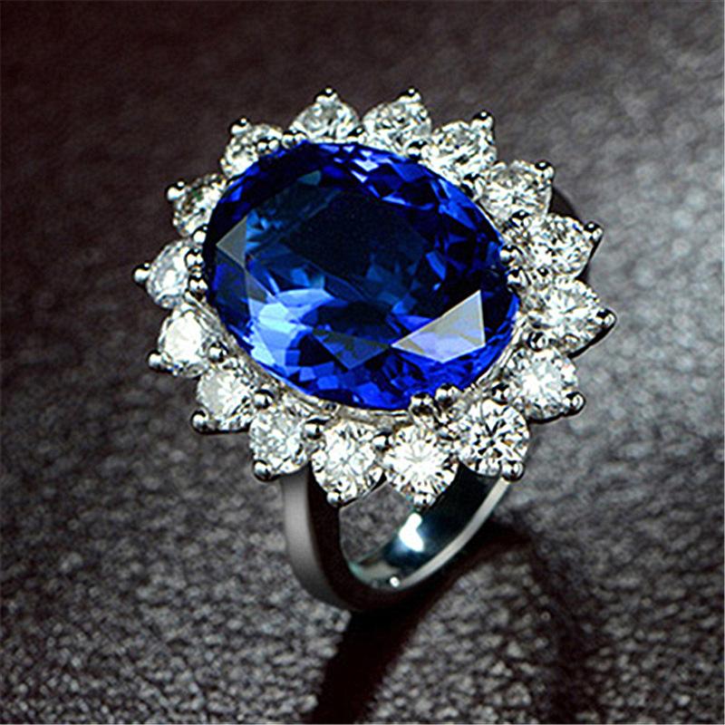 2026 Ring Opening Adjustable Inlaid Sapphire Ring Colored Gemstone Female Living Mouth Ring