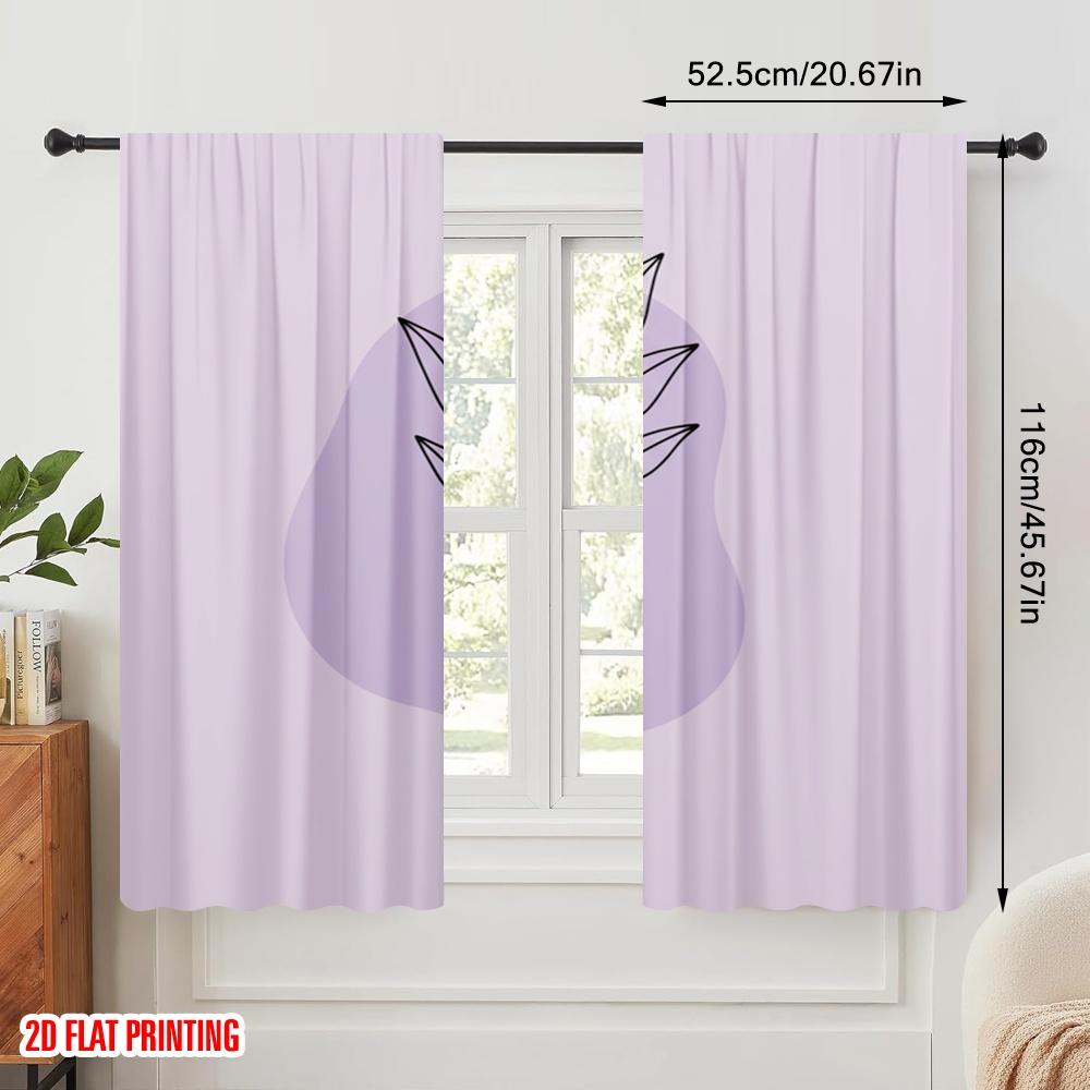 2 Stück 2D Flachdruck Szene Vorhang Blumentopf Liebe 100% Polyestergewebe Ohne Strom Festlich Feiertag für Klassenzimmer