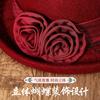 Middle-aged elderly autumn and winter warm woolen basin hat femininity mother flower curling top hat fashion versatile bucket hat