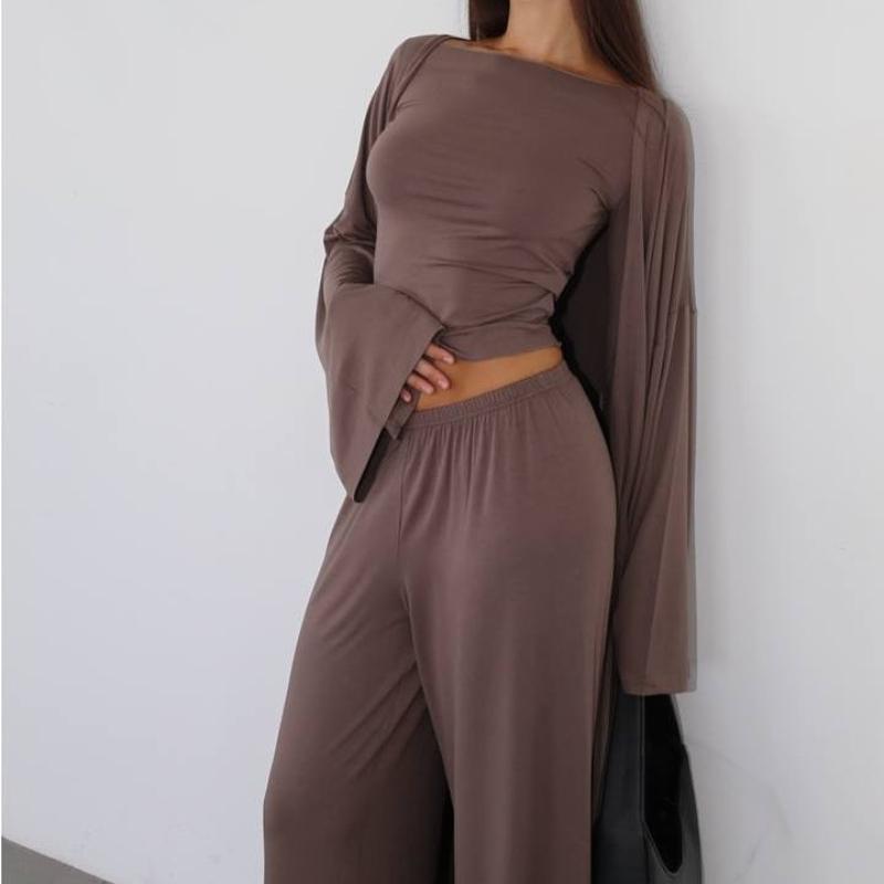 

Летний повседневный кардиганный комплект для европейских и американских женщин M коричневый