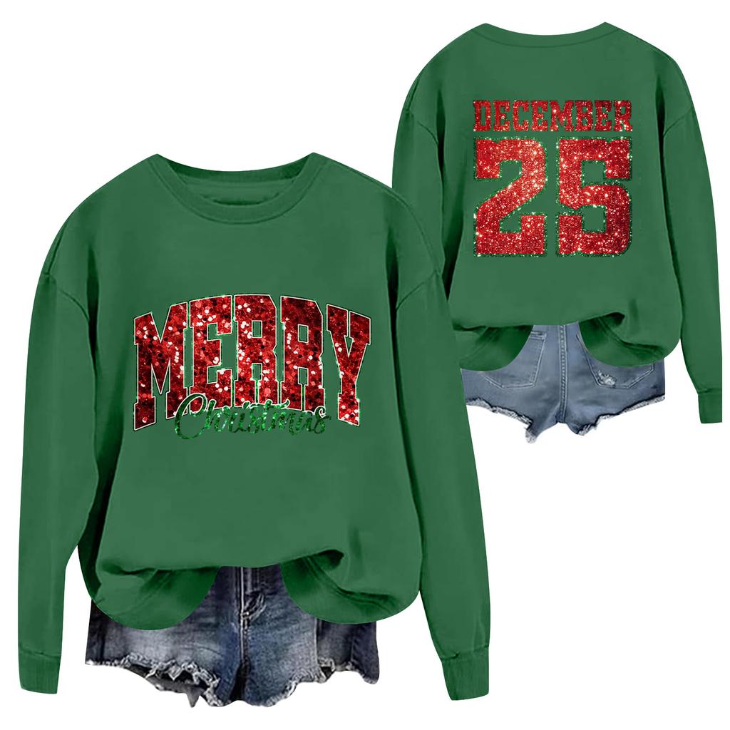 Weihnachts-T-Shirts und Sweatshirts, Damen-Sweatshirts, Langärmelige Pullover-Sweatshirts, Damen-Langarmtops