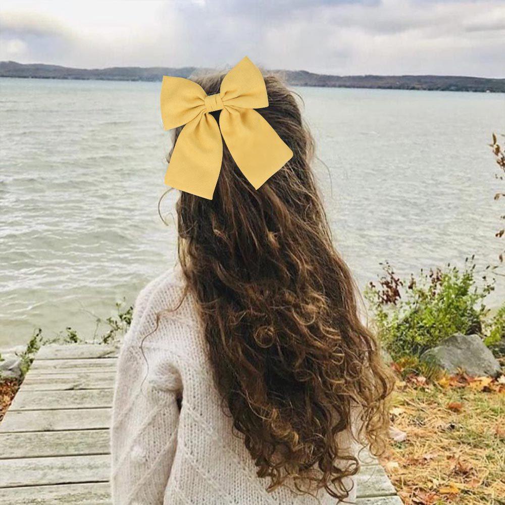 1 Piece Ins Style Fabric Large Bow Hair Clip,multicolor Retro Solid Color Top Clip,womens Back of The Head Hair Styling Headband