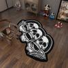 Black White Smiling Face Skull Soft Carpet Decor Home Bedroom Bedside Creative Rug Living Room Non-slip Plush Love Floor Mats