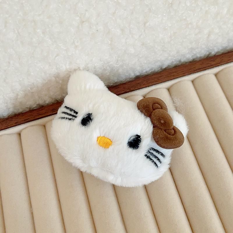 Grab Clip Double-Sided Kt Cat Shark Clip Hellokitty Golden Velvet Large Intestine Hair Band Bow Plush Accessories