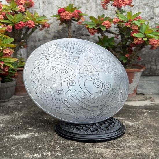 Odin On Sleipnir Viking Shield  Norse Mythology Wall Decor Handcrafted Aluminum Round Shield  Nordic God Wall  Cosplay Prop