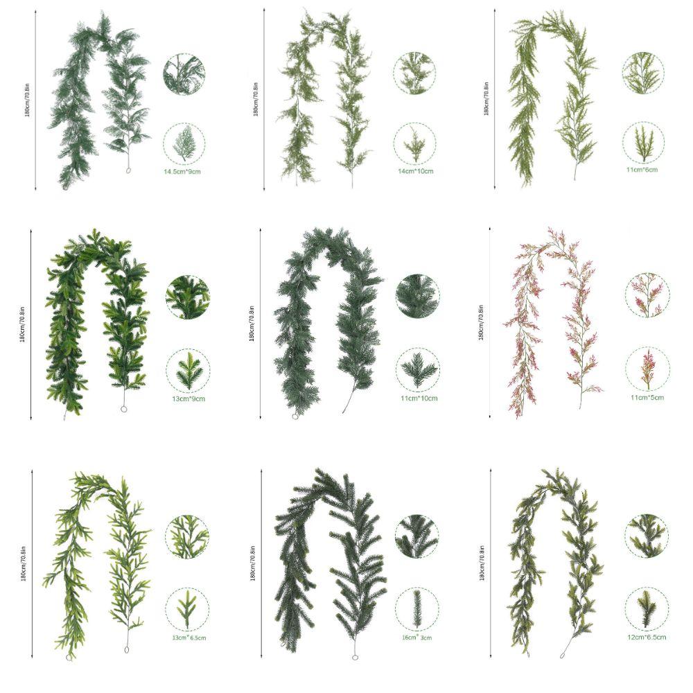 Gift Green Christmas Pine Garland 180cm Party Supplies Lifelike Pine Vine Plastic Wedding Favors Artificial Pine Christmas