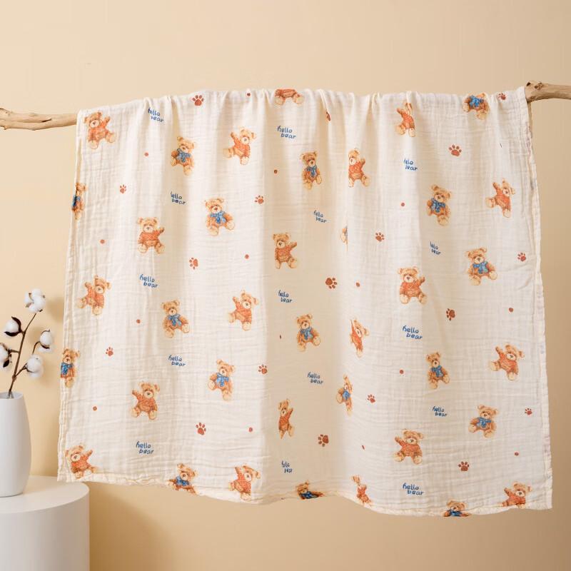Oeny Teddy Bear Double Gauze Summer Swaddle Blanket