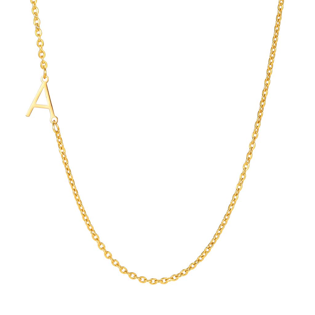 A-Z 26 Letters Initial Necklaces for Women 18k Gold Color Stainless Steel Necklace Rolo Chain Pendants Anniversary Jewelry