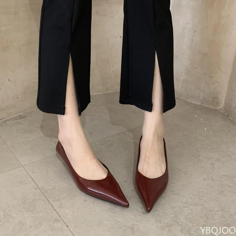 Fashion Naked Luxury Women's Shoes with Soft Leather Fine Heels Pointed Women Low Order Shoes Versatile Commuting Soft Leather Fine Heel