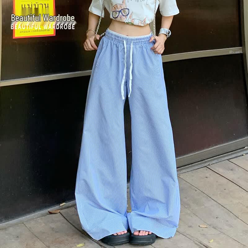 Women s Striped High-Waist Wide-Leg Pants M