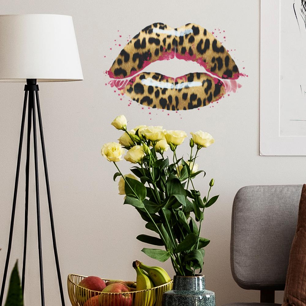 Personalized Leopard Print Lip Print Bedroom Dressing Room Home Decoration and Beautification Wall Stickers