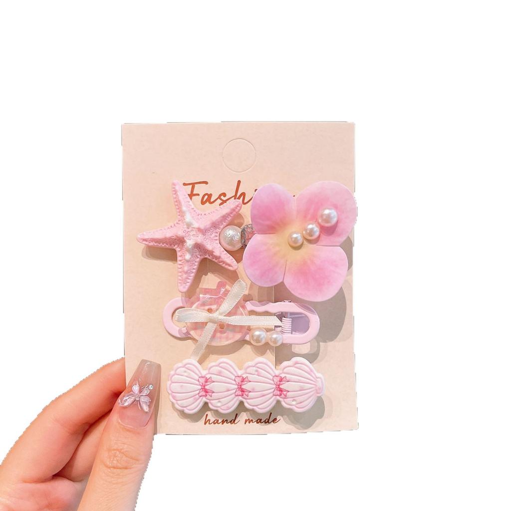Pearl Flower Starfish Hair Clip For Girls, Versatile Front Hair Clip, Bangs Clip For Women, Hair Accessory Hair Accessory Side Hairpin, Korean Style
