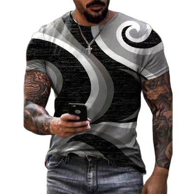 Maglietta oversize con motivo geometrico alla moda per uomo, estate, casual, tendenza, stile da strada, stampa 3D, scollo rotondo, manica corta