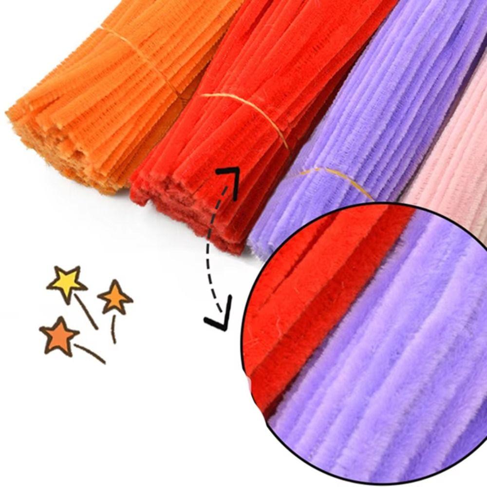 100pcs Plush Tinsel Stem DIY Strips Twist Bar Educational Toys Plush Wired Twist Sticks  Handcraft