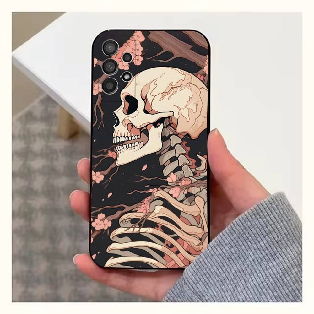 P-Pink Skulls Case For Samsung S22,S25,S24,S23,Ultra,FE,S20,S10,Plus,S21,S9,Lite,Soft Silicone Black