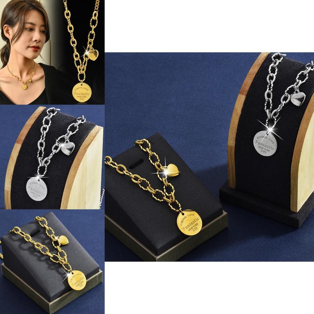 Titanium 18k Trendy Steel Chunky Chain Necklace With Distinctive Geometric Shapes For Men And Women