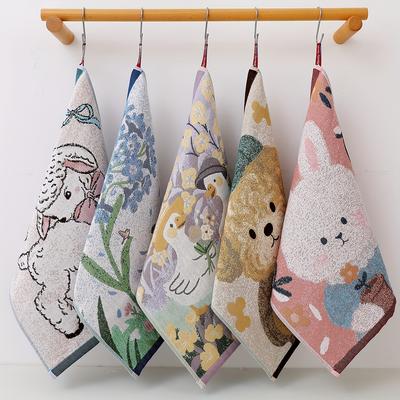 3/4 szt. Urocze bawełniane ręczniki do rąk ze zwierzętami, miękkie chłonne ręczniki łazienkowe kuchenne z wzorami królika, misia, kwiatowymi, dekoracyjne ręczniki dla gości na stół, dekoracja domu