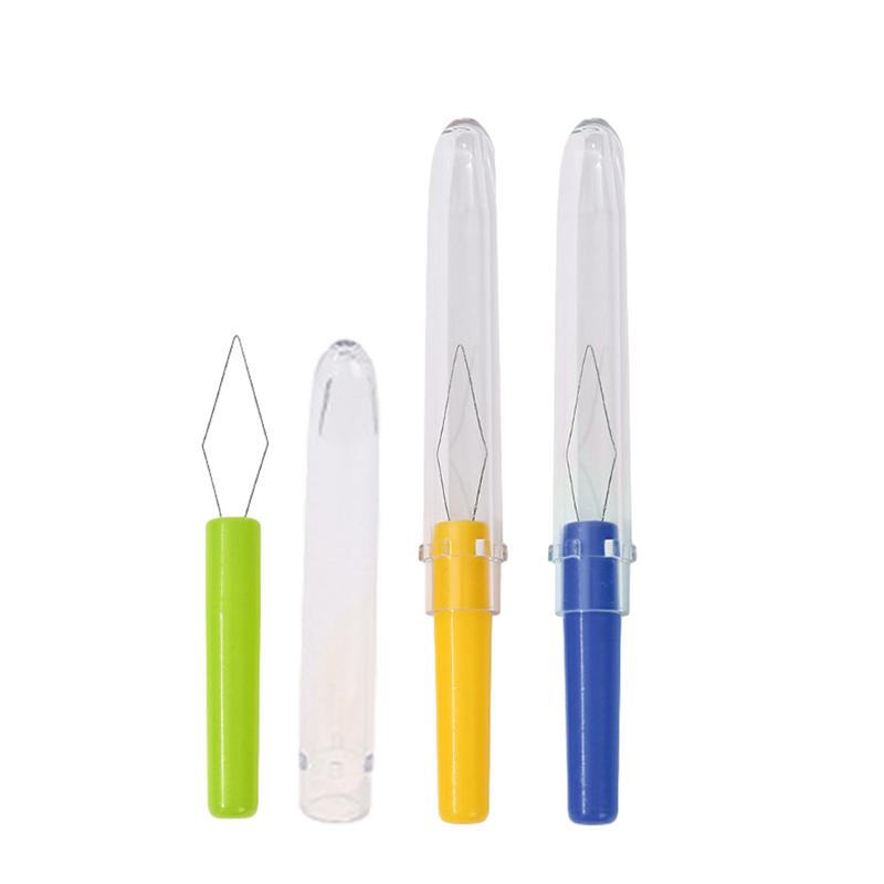3PCS Needle Threader with Cover Small Automatic Threader Tool Portable Sewing Accessories for DIY lovers Colorful Needle