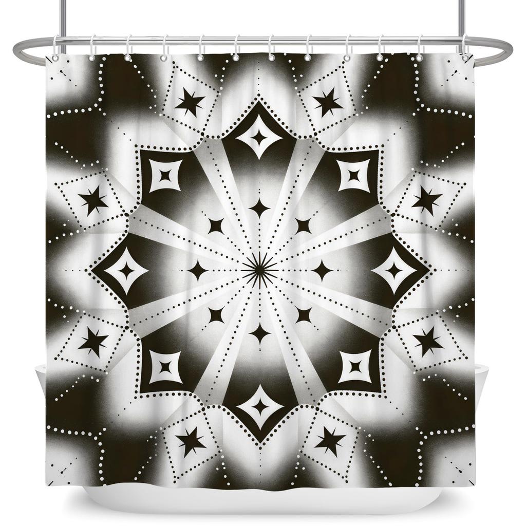 Geometrisches Muster Duschvorhang Modern Minimalistisch Wasserdicht Badvorhang Badezimmer Dekor Polyesterstoff Mit Haken Inklusive