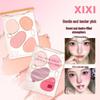 Xixi Floating Cloud Blush: Four-Color Cream & Powder, Korean-Style Makeup for Clear, Translucent Skin, Non-Caking, Melts Seamlessly.