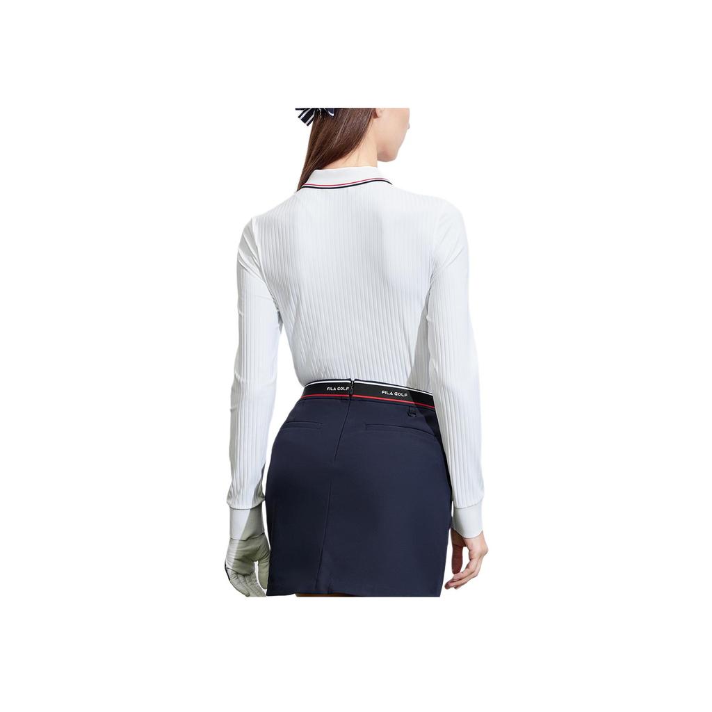 Fila Golf Series Color Block Long Sleeve Polo Shirt Women Tops Jade-White A11W415206F-WT