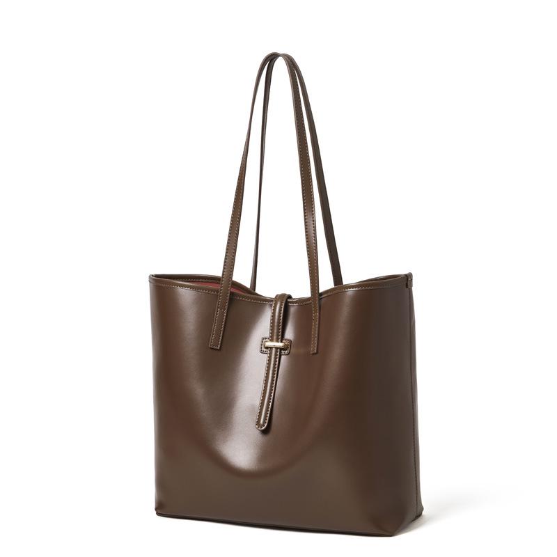 Genuine Leather Large Capacity Tote - Luxury Casual Shoulder Bag for Women & Mothers