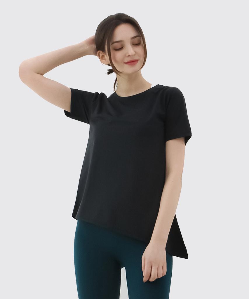 NOKJOK Amuse Side Slit Short Sleeve T-Shirt Running Yoga Wear Pilates Wear (Type B)
