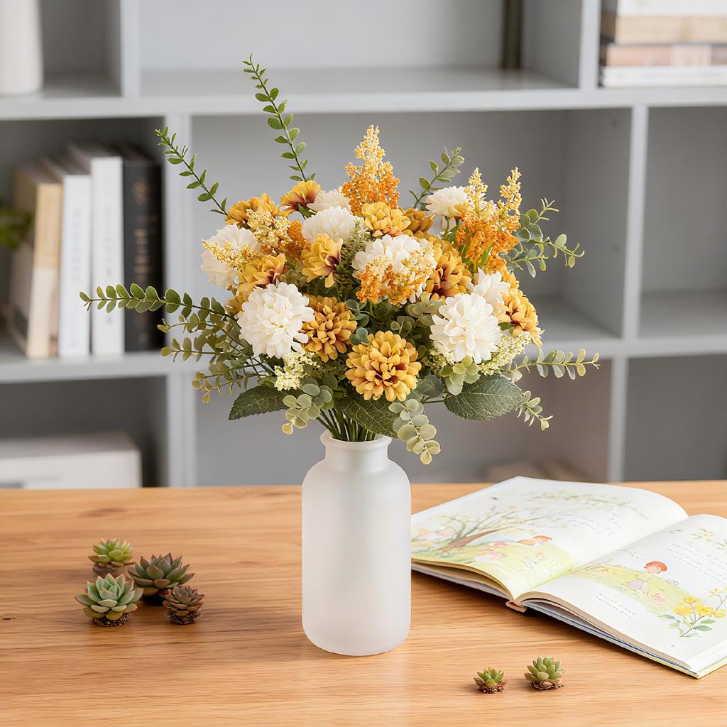 1PC Artificial Flowers Lavender Silk Ball Chrysanthemum Home Decor Wedding Dining Table Centerpieces Fake Plants Bridal Bouquets